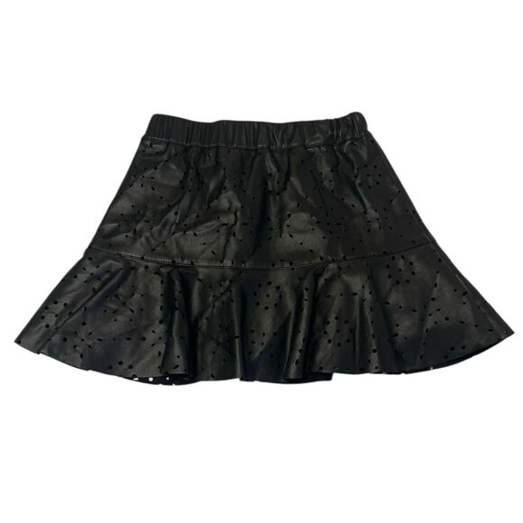 MNG Faux Leather Skirt Girls 5/6 Mini Ruffle Y2K Coquette Fall Layering Rare - Picture 3 of 12